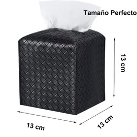 CLARITYKG Caja de Pañuelos Cuero PU, Dispensador de Toallas Papel, Dispensador de Toallitas Sanitas, Caja Almacenamiento Pañueloscon para Dormitorio del BañO de la Oficina en el Hogar Cocina (Negro)