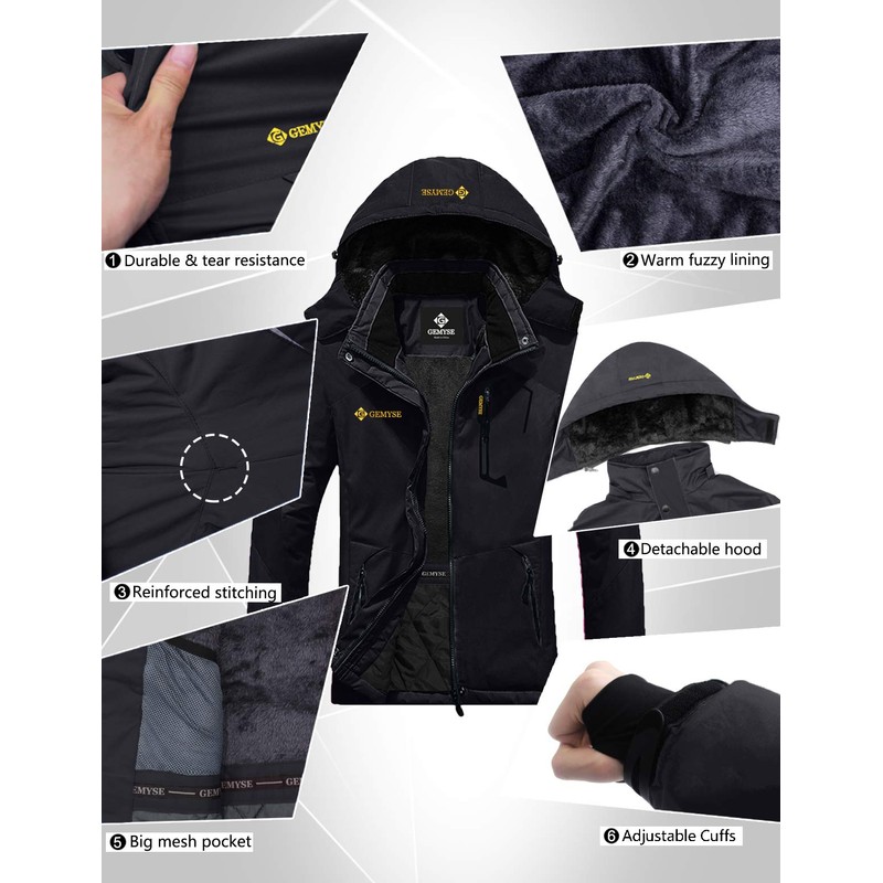 GEMYSE Women's Mountain Waterproof Ski Snow Jacket Winter Windproof Rain