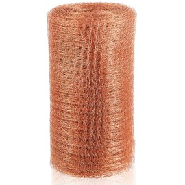 Gisafai 8'' x 150 ft Copper Mesh Rodent Control Copper Wool for Slugs Rustproof DIY Hole Filler Pure Wire Mesh for Bat Snail Bird Pest Rodent Control Gap Blocker Fill Fabric Hole Gardening(1 Roll)