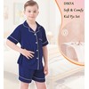 DIKFA Pajamas for Girls Child Button-Down Pjs 2 PCS Lounge