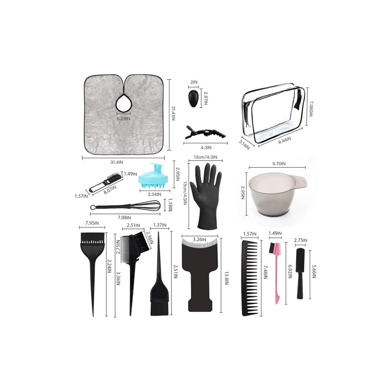 Kit de tinte de cabello de 42 piezas, cuenco para