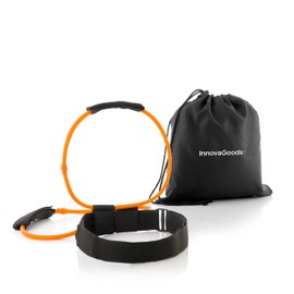 InnovaGoods - Fitness Belt with Resistance Bands, 40 lb Strength, Versatile for Butt, Belly & Legs, Includes Exercise Guide, Black/Orange, Natural Rubber Nylon