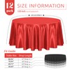 REWOMC 12 Pack 120 Inch Round Tablecloth, Red Satin Fabric