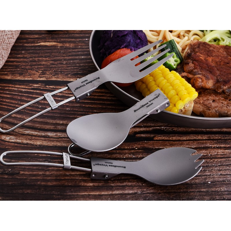 Boundless Voyage Folding Flaware Ultralight Titanium Cutlery Portable Spoon Fork