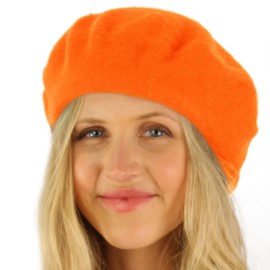 Classic Winter 100% Wool Warm French Art Basque Beret Tam Beanie Hat Cap Orange