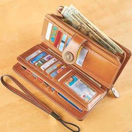 Collections Etc RFID-Blocking Clutch Wallet with Detachable Wrist Strap