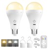 BrightArk E26 Rechargeable Led Light Bulbs with Remote, 3 Colors