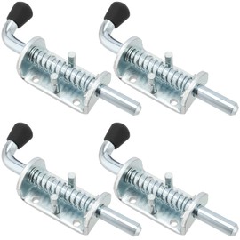4 Pack 6 Inch Spring Pin Latch Lock, Spring Loaded Gate Latch, 1/2 Inch Bolt Latch Zinc Plated Steel Heavy Duty Latch Pin Barrel Bolt for Utility Trailer Gate, Barn Door, Wood Gate, Silver