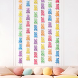 Cheerland Gummy Bear Party Decorations Candyland Party Garland Streamers Colorful Gummy Candy Decoration for Baby Shower Birthday Kids Birthday Hanging Banner Candy Themed Decoration Pack of 6