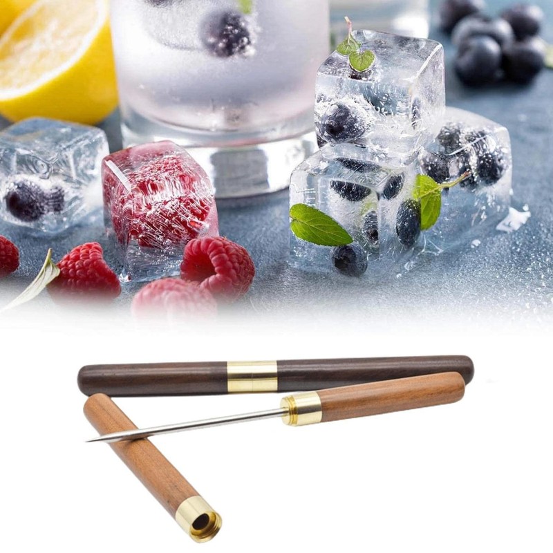 2 Pcs 9" Stainless Steel Ice Picks with Wooden Handle