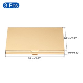 PATIKIL Business Card Holder, 3 Pieces Aluminum Alloy Flip Cover Slim Name Cards Case for Women Men, Champagne Gold