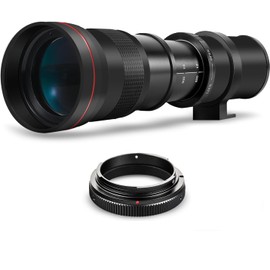 High-Power 420-800mm f/8 Manual Telephoto Lens for Nikon D500, D600, D610, D700, D750, D800, D810, D850, D3100, D3200, D3300, D3400, D3500, D5000, D5200, D5300, D5500, D5600, D7100, D7200, D7500