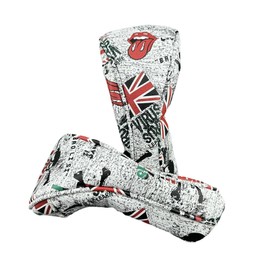 1PC UK Flag with Skull Pattern Golf Hybrid Headcover Rescue UT Club Head Cover with Rotating Number Tag