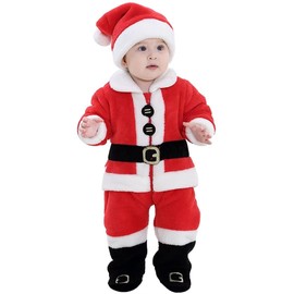 QIAONIUNIU Baby Santa Costume Toddler Christmas Dress Up Romper 30-36 Months