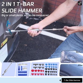 DentWiz Car Dent Repair Kit - Slide Hammer, Glue Gun Dent Puller, Adjustable Bridge Puller, Suction Cup for Big and Small Auto Body Paintless Dent Removal & Metal Surface Repair,Safe for Paint