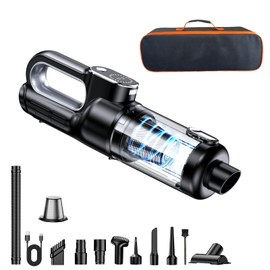 DEACOWER Car Vacuum Portable Cordless - 16000Pa 2 in 1 Cleaner&Air Duster, 150W Brushless Motor Handheld Vacuum Cordless with 5000mAh Battery, LED Light, Multi-Nozzles for Car, Home, Office, Pet