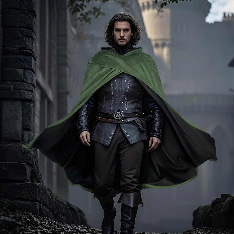 keland Medieval Cape with Hood Renaissance Hooded Cape Hobbit Costume