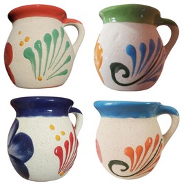 Hand-Painted Mexican clay Mugs, Floral Ceramic Coffee cups, Artisan Handmade Talavera Jarritos Mexican Mugs Tazas de Mexico (Mixed, Single (1))