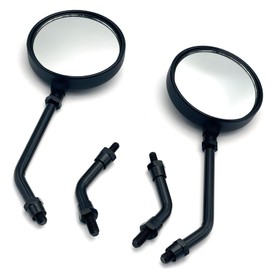 TIGRE BLANC 汎用 バイク ミラー 丸型 バイクミラー ショート メッキ 左右 M10 正ネジ カスタム ミラー レトロ スタイル 黒 ブラック