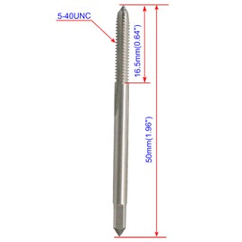 Aopin 5-40 UNC Taper Hand Tap HSS Female Thread High Speed Steel Hand/Machine Use Straight Flute Thread Tap, Used to Make New Screws, Re-Threading Damaged Screws, Clogged Screws, 1 Piece