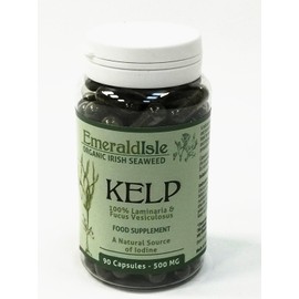 Kelp Seaweed Tablets 500 mg 90 Capsules Certified Organic Harvested in North Atlantic Coast of Ireland