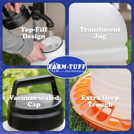 FARM-TUFF Top-Fill Duck Waterer, 3 Gallon – Durable BPA-Free Plastic Poultry Waterer with Wide Base & Splash-Reducing Design