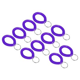 PATIKIL Spiral Wrist Coil Keychain, 10 Pack Plastic Stretchable Wristband Wristlet Key Ring Holder for Outdoor Sport Gym Pool Sauna, Clear Purple