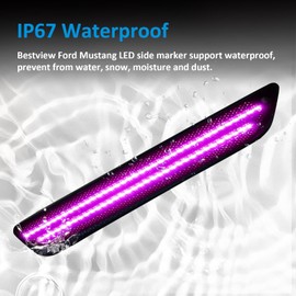 Bestview 4PCS LED Side Marker Lights for 2010-2014 Ford Mustang: Smoked Lens Front & Rear Side Markers Reflectors Lights, Driver & Passenger Side Bumper Lights, Sidemarker Lamps Dual Rows Pink Purple