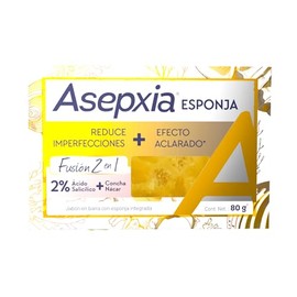 ASEPXIA Fusión 2 en 1 Concha Nácar Jabón - Esponja, Elimina imperfecciones y da un efecto aclarado, Mejora la textura de la piel, Para piel mixta, 80 