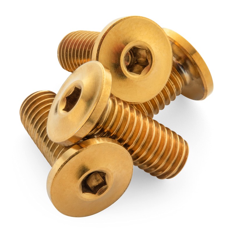 Terske Ultra-Low Profile Superlight Gold Anodized Titanium Bottle Cage Bolts: