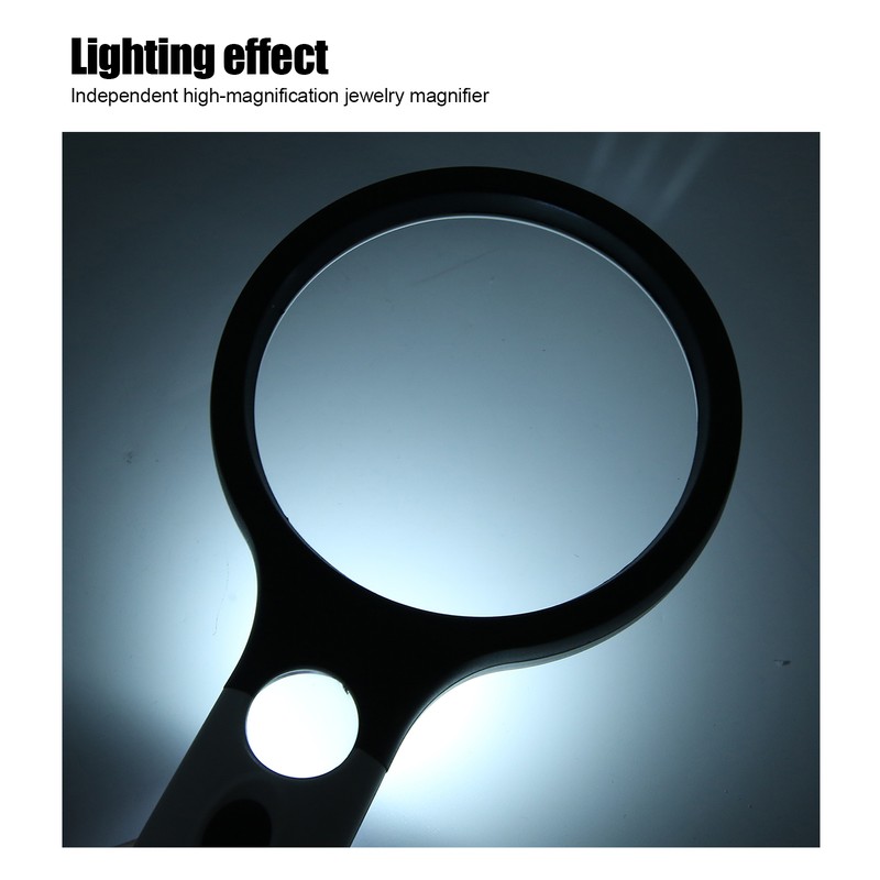 Reading Handheld Magnifying Glass Battery Powered 4LED 4X 30X Lens