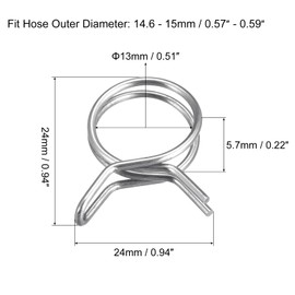 uxcell Double Wire Spring Hose Clamp, 20pcs 304 Stainless Steel 13mm Inner Dia Fit 14.6mm-15mm OD Hose Fuel Line Silicone Tube Spring Clips