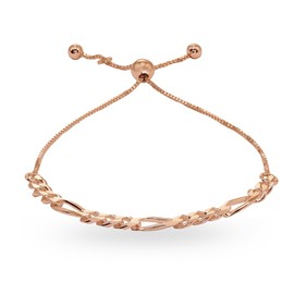 Pulsera de plata de ley con cadena de eslabones fígaro ajustable, Metal