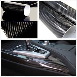 BESTeck Premium 5D HIGH Gloss Black Carbon Fiber Vinyl Wrap Bubble Free Air Release (108" x 60" (9ft x 5ft))