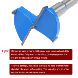 sourcingmap Forstner Drill Bits 40mm, Tungsten Carbide Wood Hole Saw Auger Opener, Woodworking Hinge Hole Drilling Boring Bit Cutter (Blue, Gray)