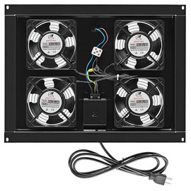 NavePoint 42U Cabinet Top Mount Fan Panel, Panel Includes, 4 Fans, Server Cooling System, 110 50/60Hz, 17.2 x 13 x 2 Inches, 6ft Input Cord Length, Noise Level 43db-A to 47db-A Max Steel with Powder