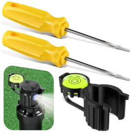 Gulfmew 3 Pcs Sprinkler Head Tool Compatible with Rain Bird Hold-Up Tool, Rotor Hold Up Kit with Bubble Level and Sprinkler Spray Head Rotor Adjustment Screwdriver for Lawn Irrigation System Repair