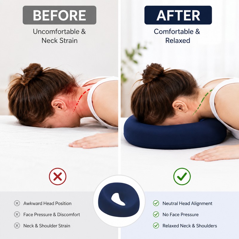 Face Down Pillow for Prone Resting – Memory Foam Massage