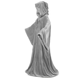LuckyMjmy Velvet Wizard Robe with Satin Lined Hood and Sleeves (Grey)