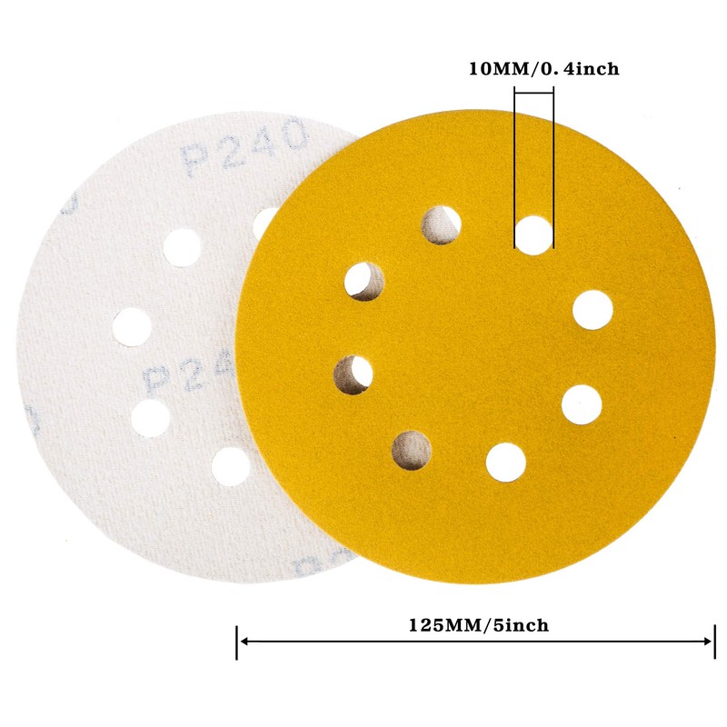 STEBRUAM 100pcs 125mm sanding discs, Sanding Discs Pads for Random