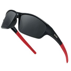 mincl Full Lens polarized Reading Sunglasses with UV Protection Lens for Men's & Women,Outdoor Cycling Driving Sports Readers (black&red, 2.0x)