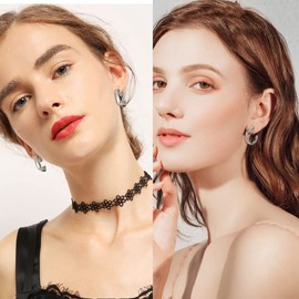 YADOCA 6 Pairs of Clip Earrings for Women and Girls, Silver, Gold, Hypoallergenic, Chunky Hoop Earrings, Clip-On Earrings Set, Fashion Jewellery, Gift, Alloy Steel