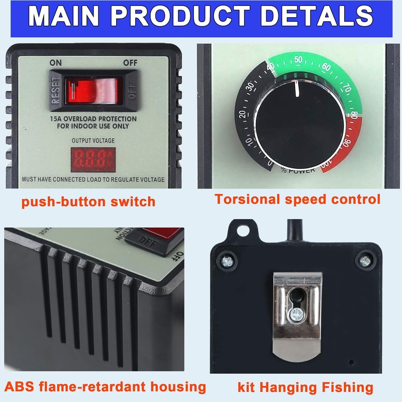 AC Motor Speed Controller 100V-120V 15A Variable Fan Speed Controller,AC