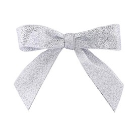 Reliant Ribbon Metallic Shimmer Twist Tie Bows - Small Ribbon, 5/8 Inch X 100 Pieces, Silver