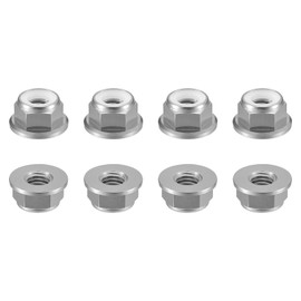 sourcing map Nylon Insert Hex Lock Nuts, 8pcs - M6 x 1mm Aluminum Alloy Self-Locking Nut, Anodizing Flange Lock Nut for Fasteners(Titanium Gray)