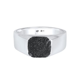 Kuzzoi Signet Ring Men's Ring Square Matt Oxidised in Solid 925 Sterling Silver, Classic Men's Silver Ring 11 mm Wide, Band Ring for Men in Ring Size 60 – 66, 0603521921, Sterling Silver