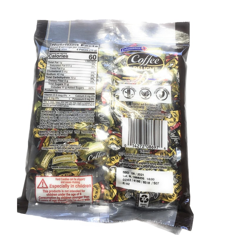 (1) 4.7 oz Bag Columbina Coffee Delight Coffee Flavored Hard