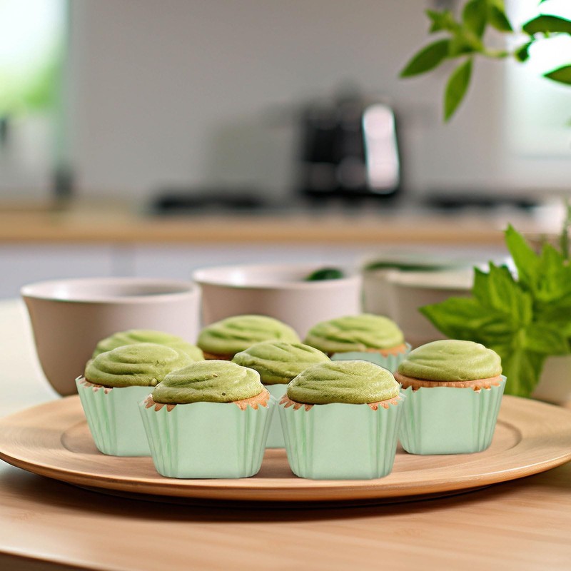 Whaline 500Pcs Sage Green Mini Square Cupcake Liners Disposable Paper