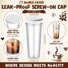 Honeydak 4 Pack Reusable Iced Coffee Cups with Lids and