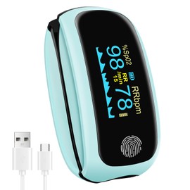 Rechargeable Fingertip Pulse Oximeter - Blood Oxygen Saturation Monitor for Home, Outdoor Sports, Wide Use (Blue)